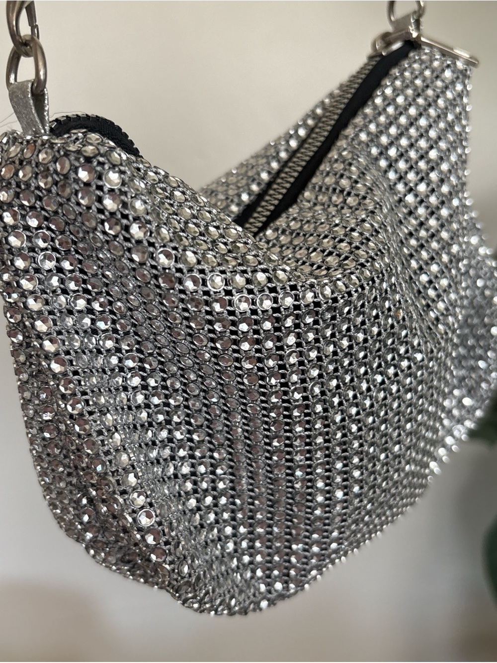 Silver Rhinestone Evening Shoulder Bag